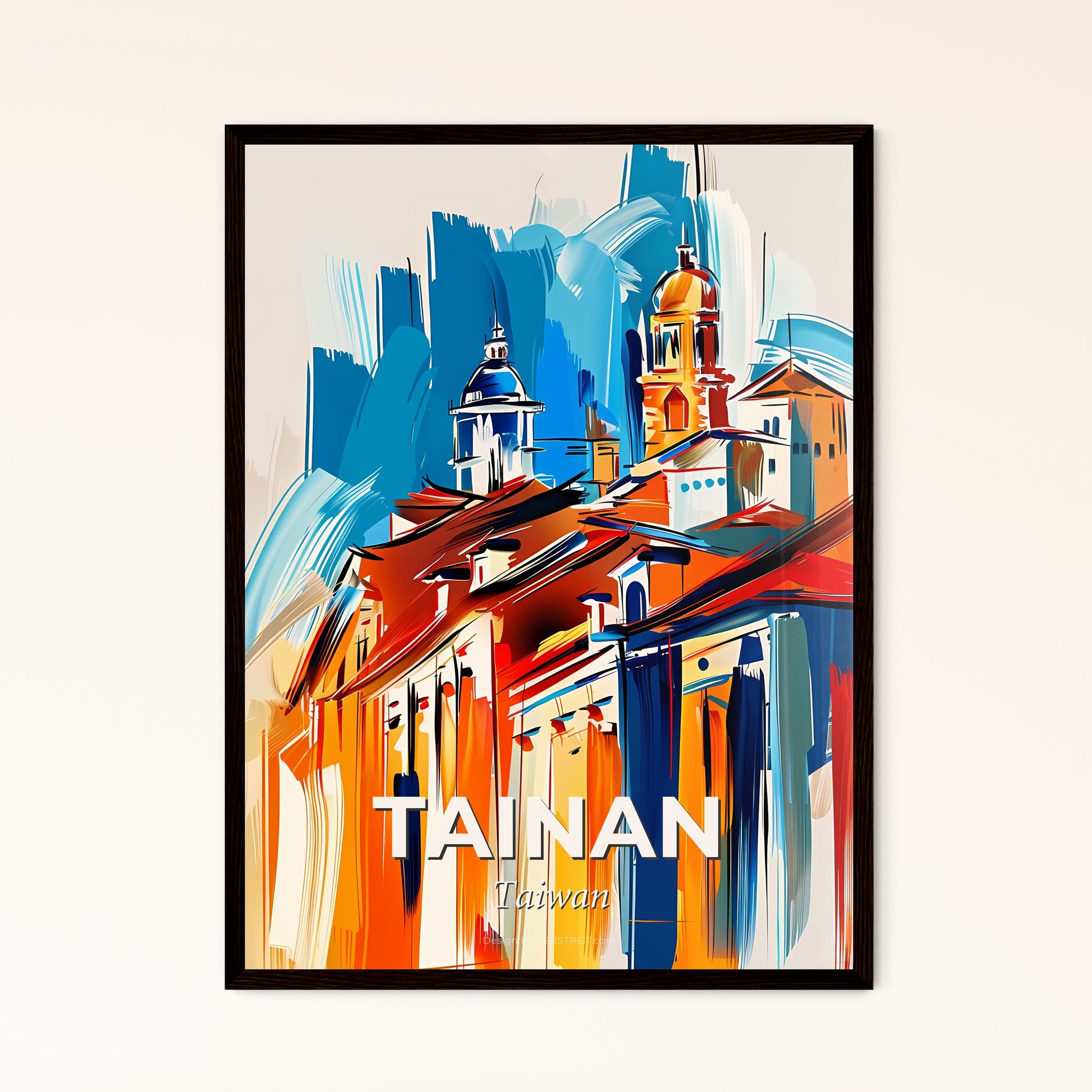 Vibrant Tainan, Taiwan - A Painting Of A Building