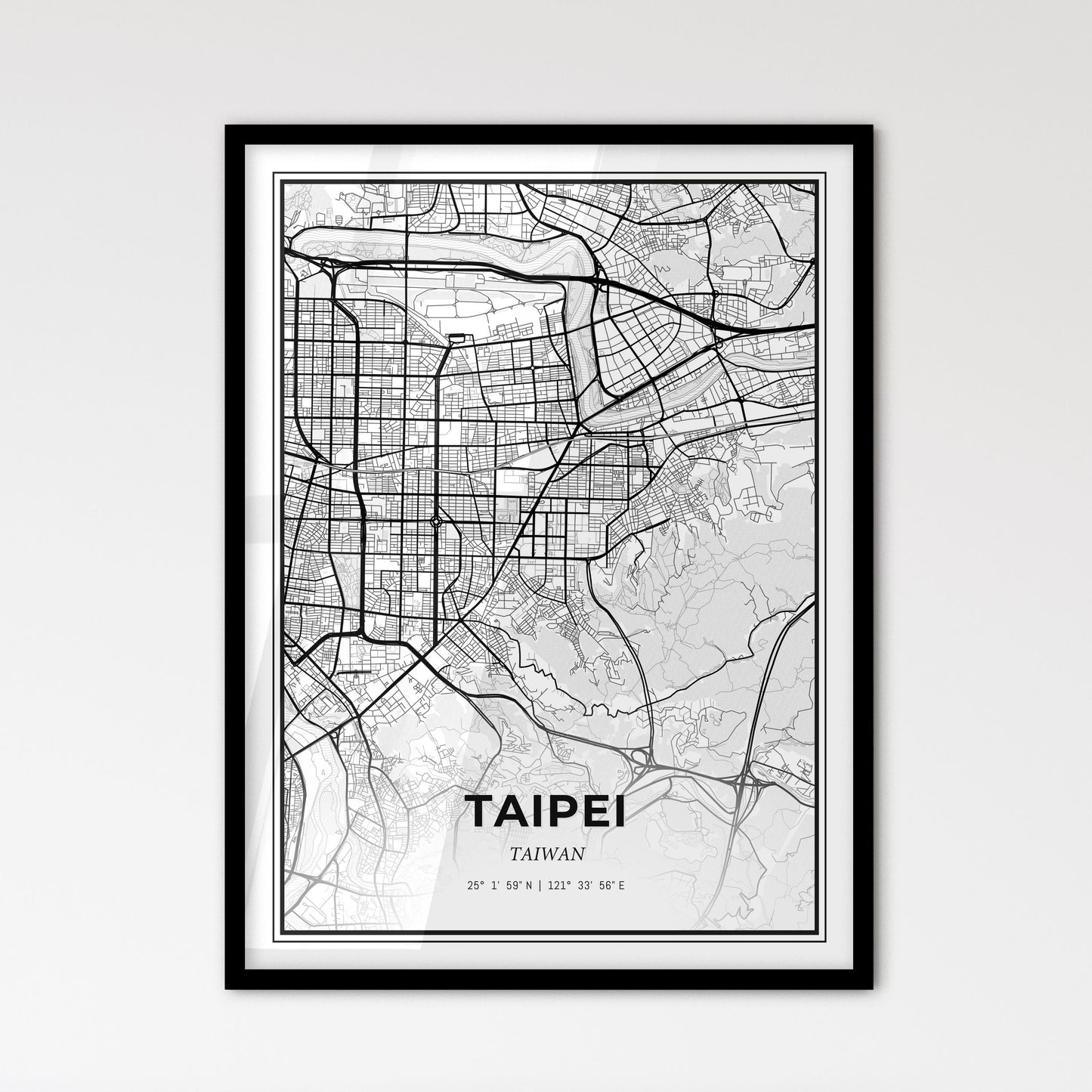 Taipei Taiwan - Scandinavian Style City Map for Modern Home Decor