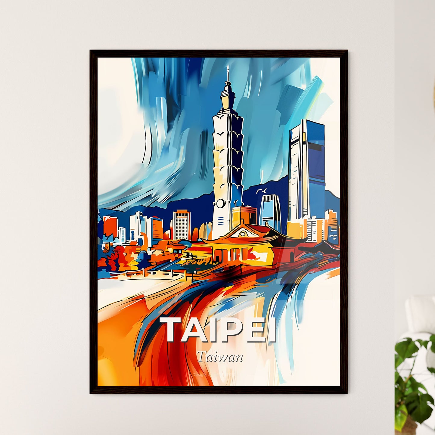 Vibrant Taipei, Taiwan - A Painting Of A City