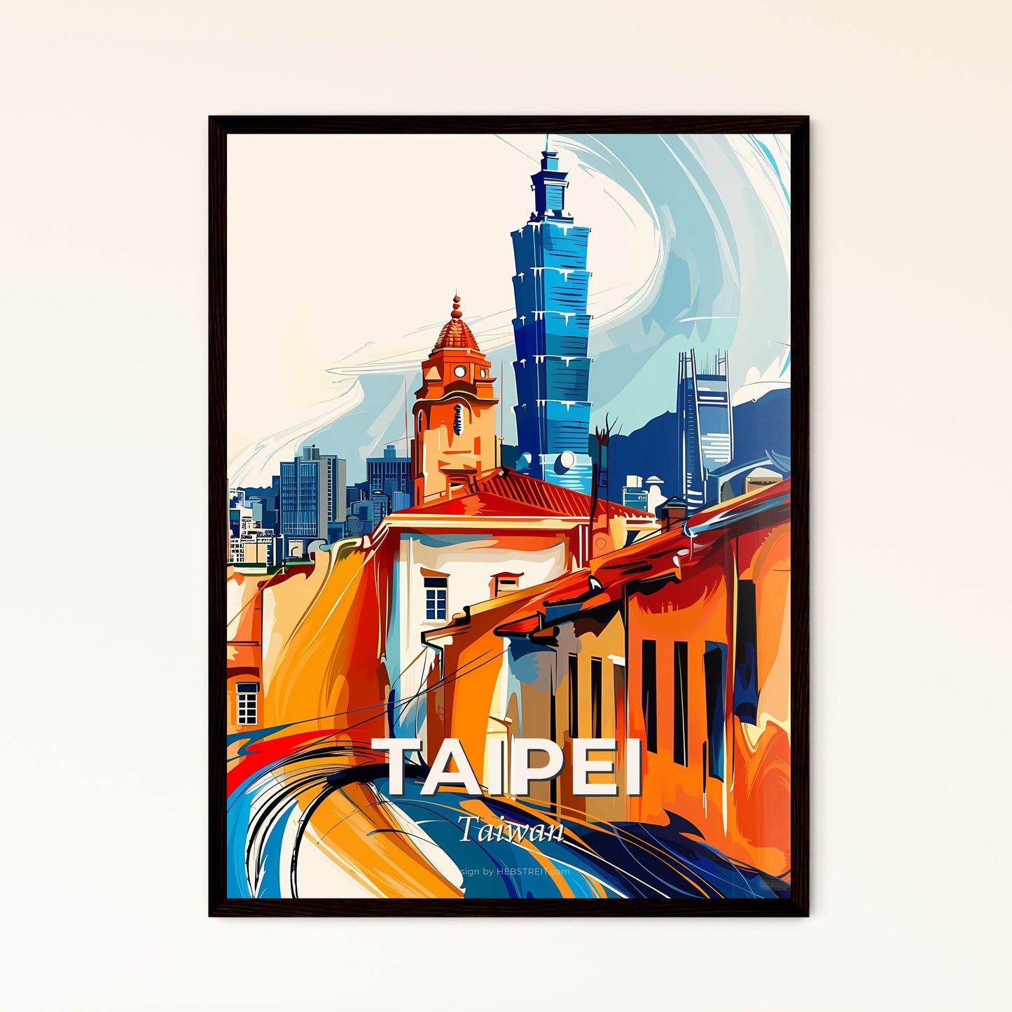 Vibrant Taipei, Taiwan - A Colorful Cityscape With A Tall Building