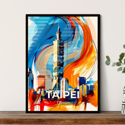 Vibrant Taipei, Taiwan - A Colorful Painting Of A City