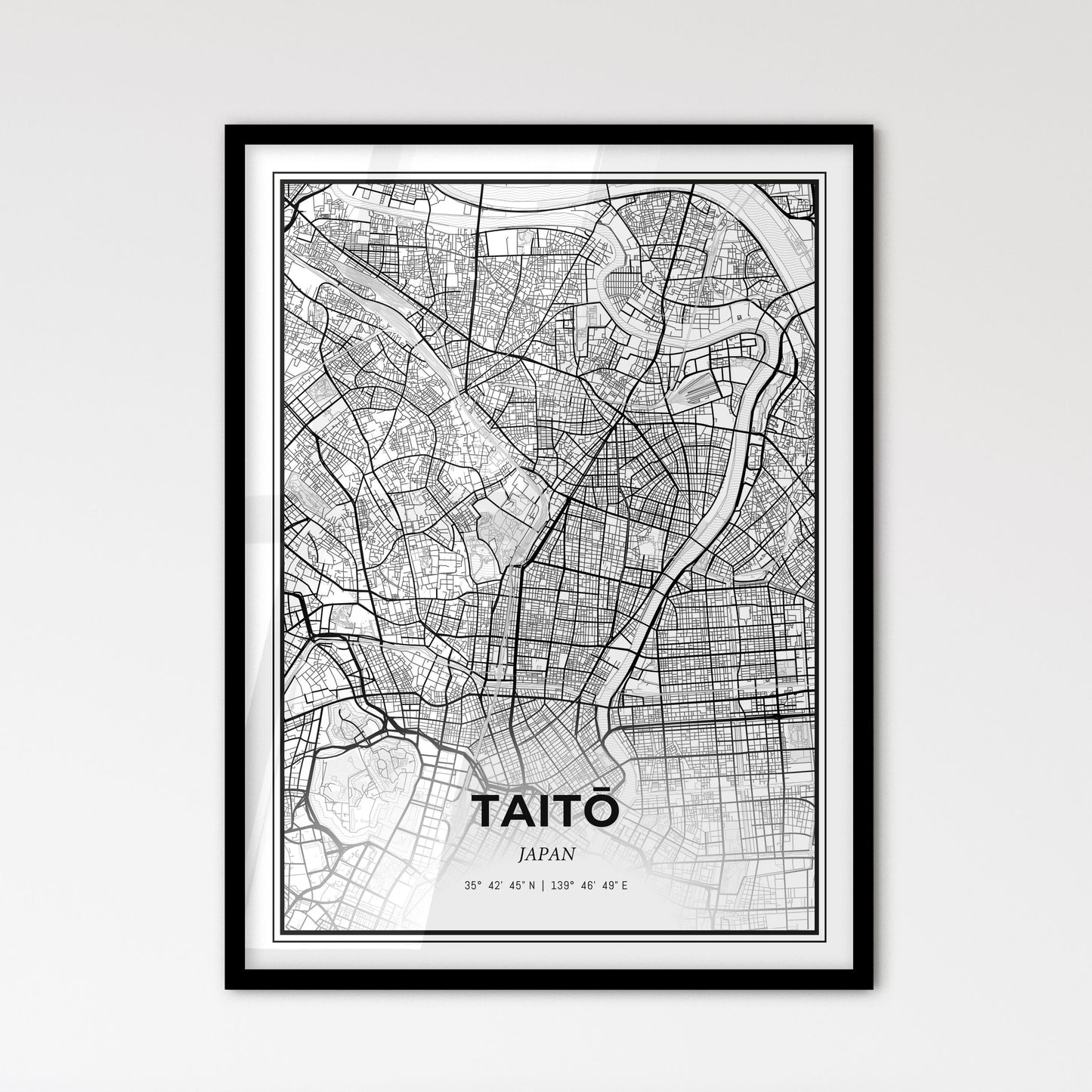 Taitō Japan - Scandinavian Style City Map for Modern Home Decor