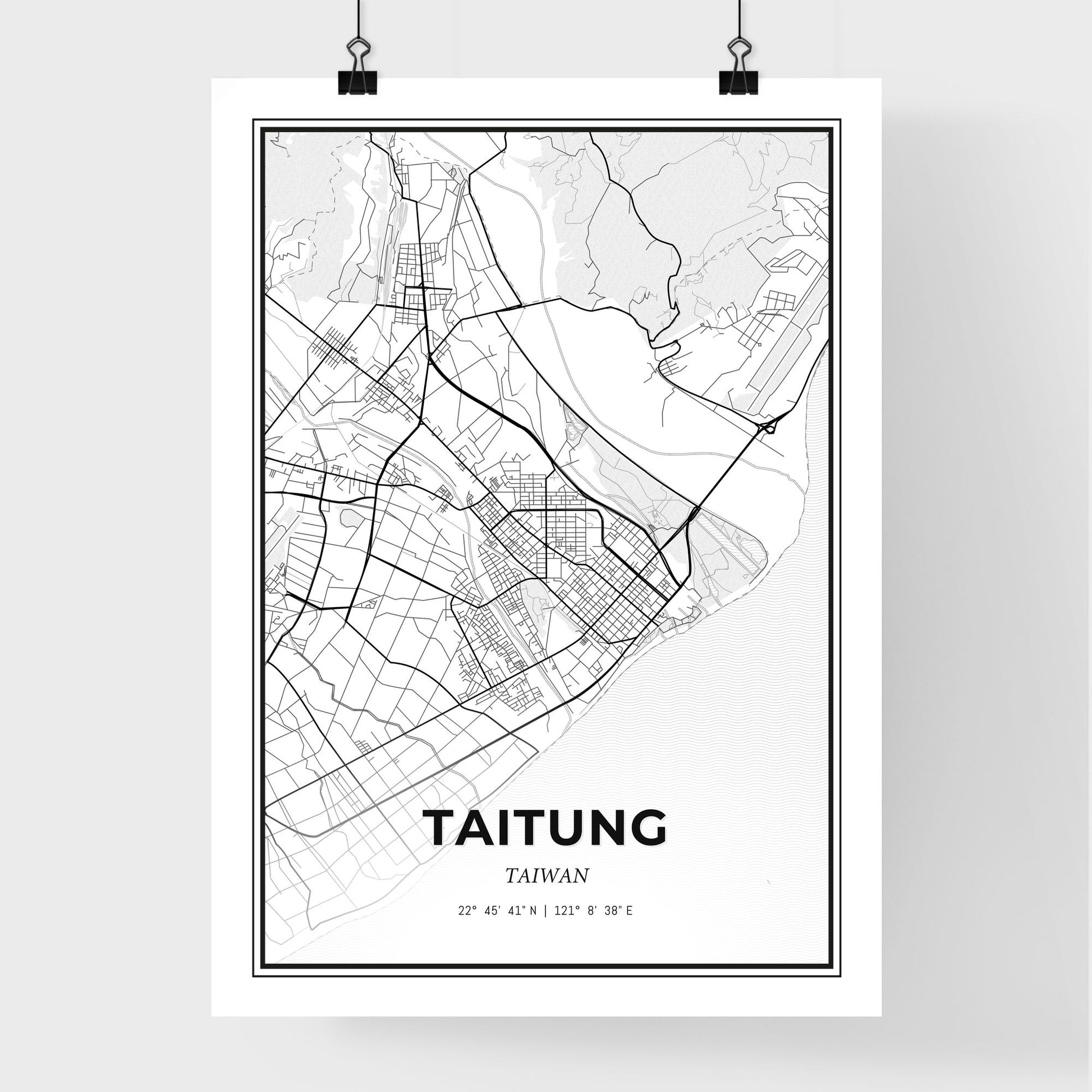 Taitung Taiwan - Premium City Map Poster