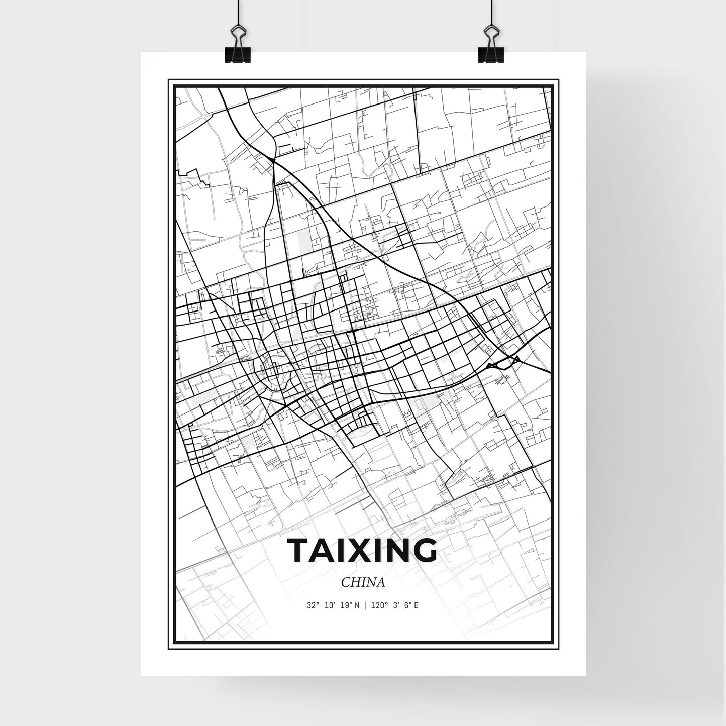 Taixing China - Premium City Map Poster