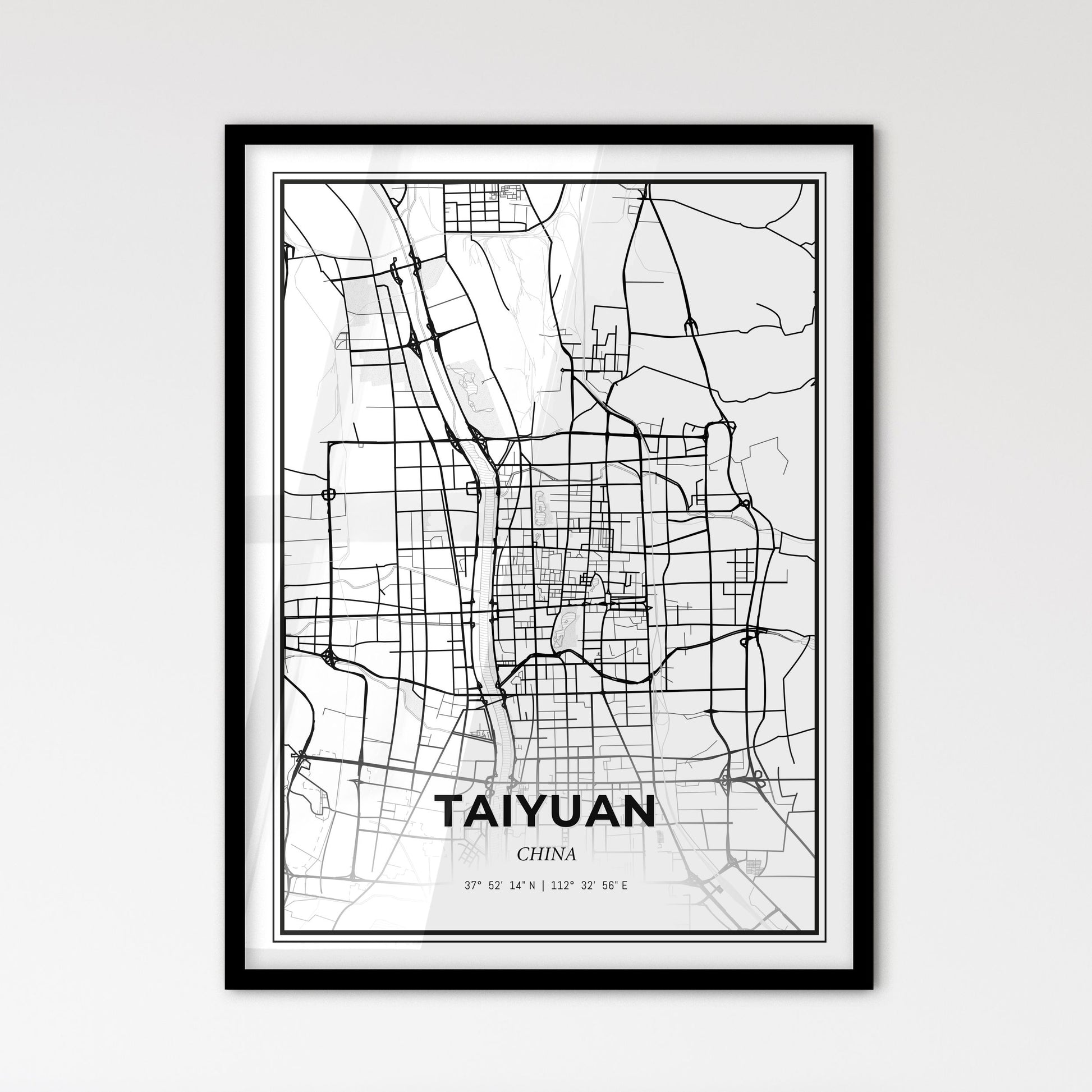 Taiyuan China - Scandinavian Style City Map for Modern Home Decor