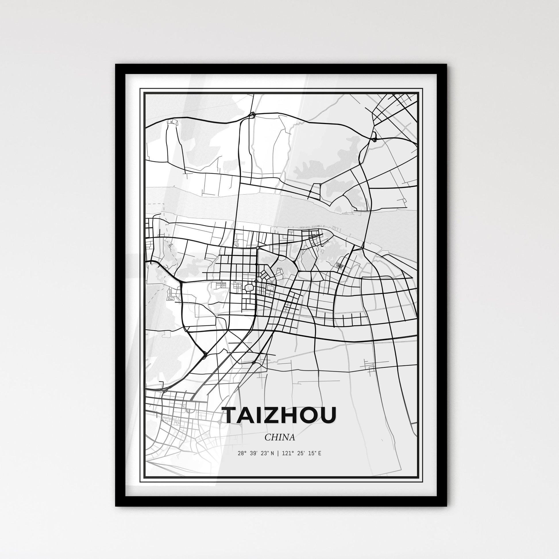 Taizhou China - Scandinavian Style City Map for Modern Home Decor