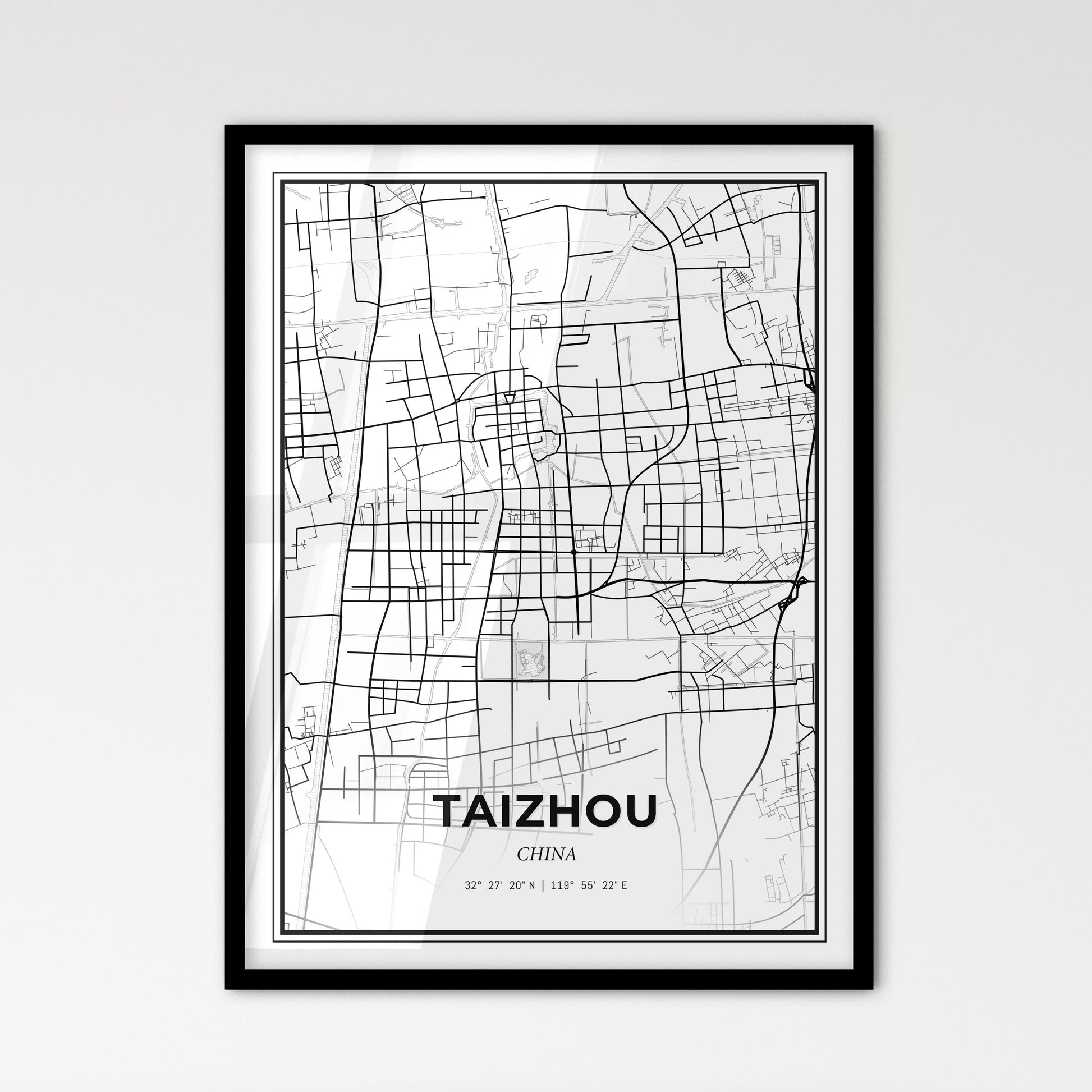 Taizhou China - Scandinavian Style City Map for Modern Home Decor