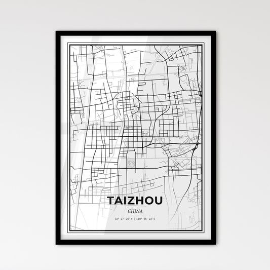 Taizhou China - Scandinavian Style City Map for Modern Home Decor