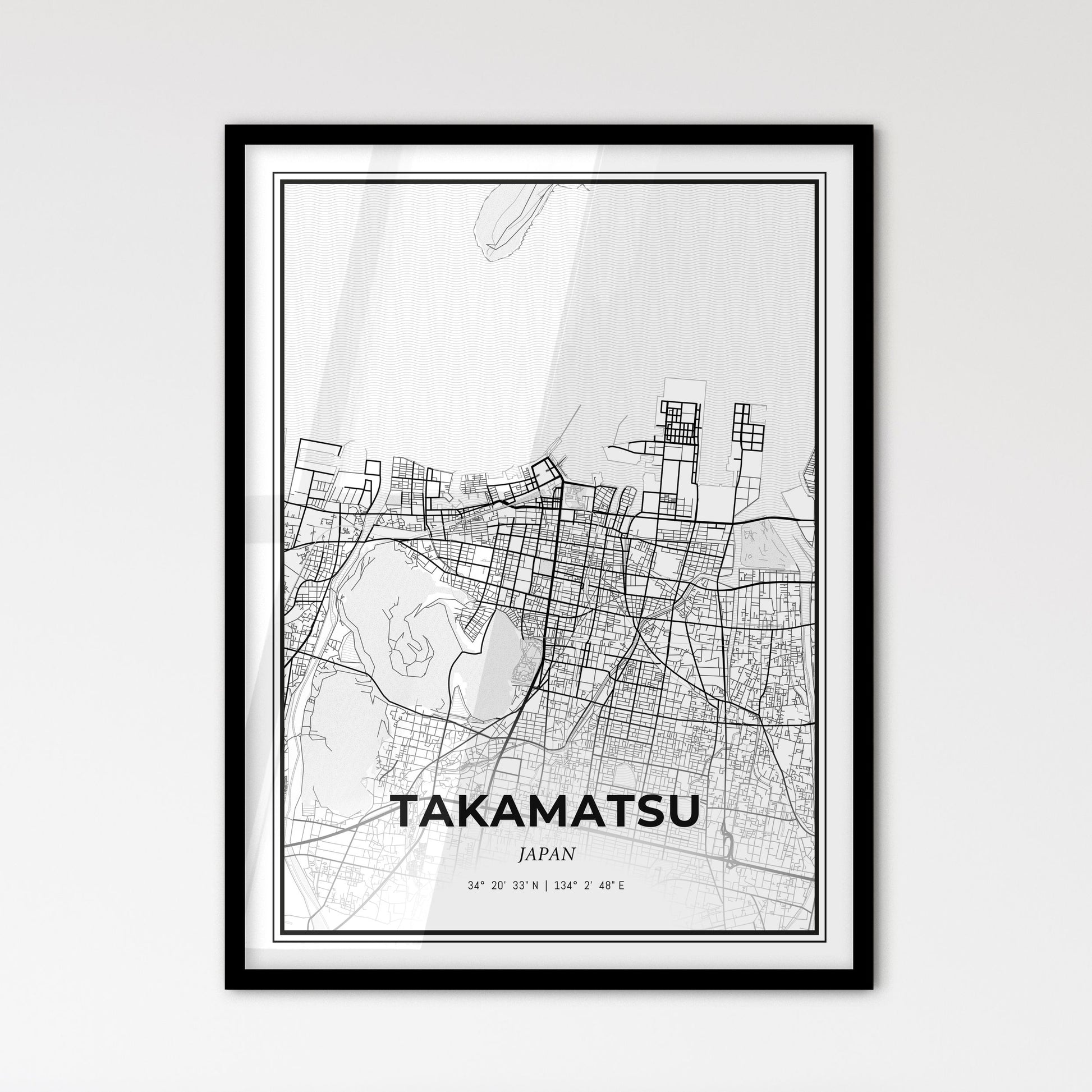 Takamatsu Japan - Scandinavian Style City Map for Modern Home Decor