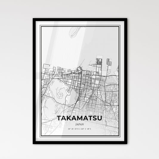 Takamatsu Japan - Scandinavian Style City Map for Modern Home Decor