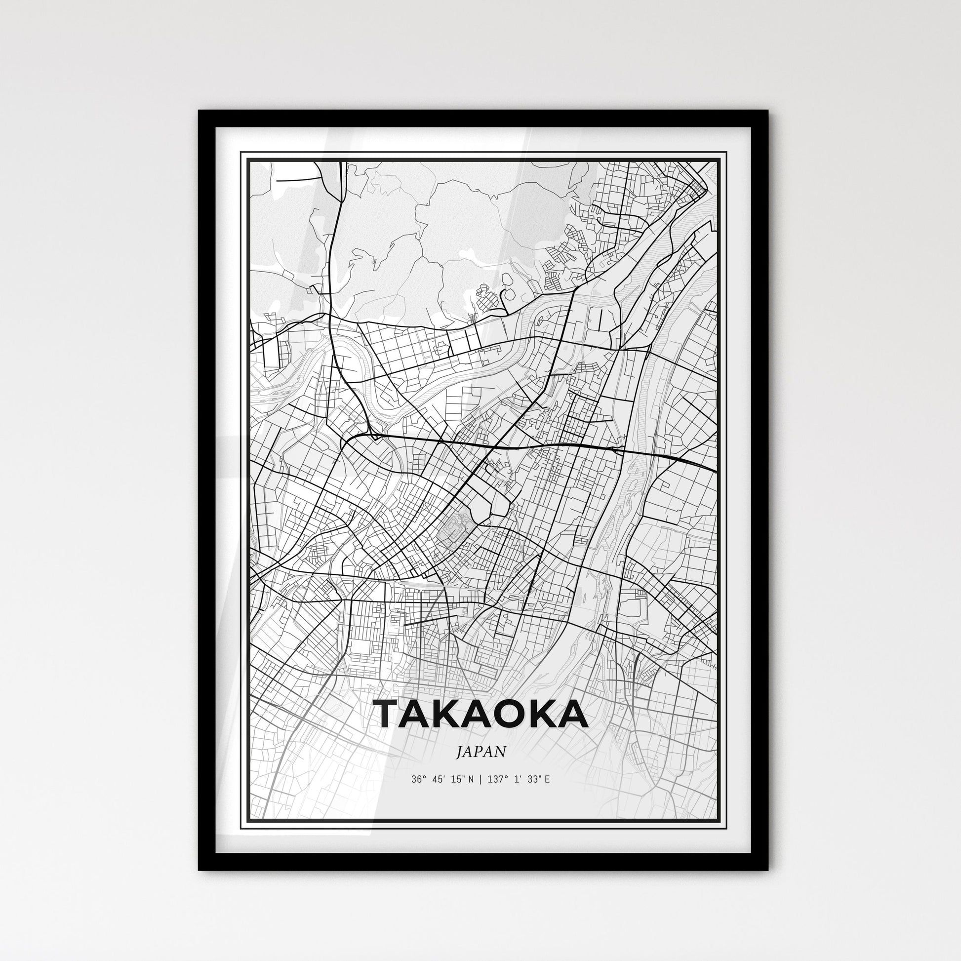 Takaoka Japan - Scandinavian Style City Map for Modern Home Decor