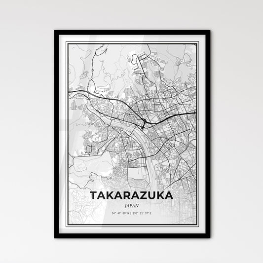 Takarazuka Japan - Scandinavian Style City Map for Modern Home Decor