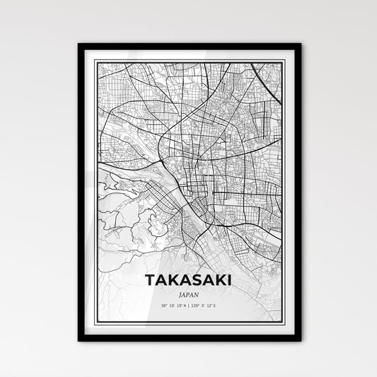 Takasaki Japan - Scandinavian Style City Map for Modern Home Decor