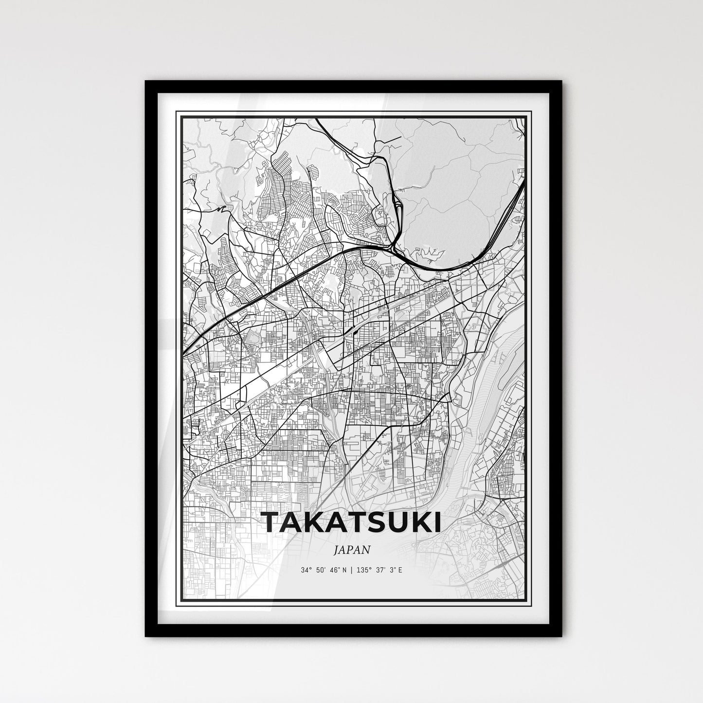 Takatsuki Japan - Scandinavian Style City Map for Modern Home Decor