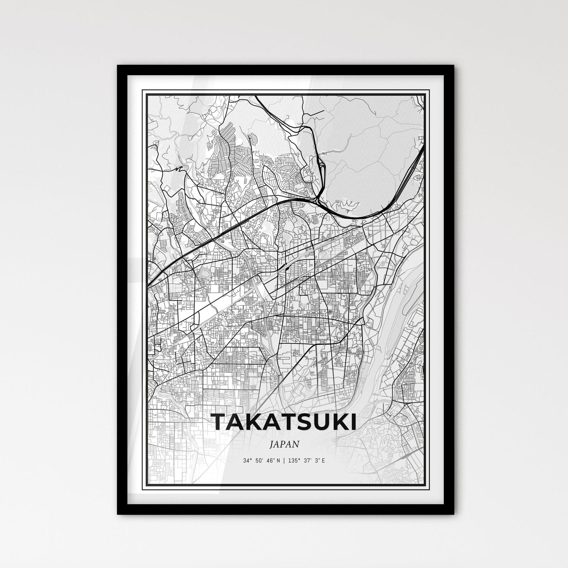 Takatsuki Japan - Scandinavian Style City Map for Modern Home Decor