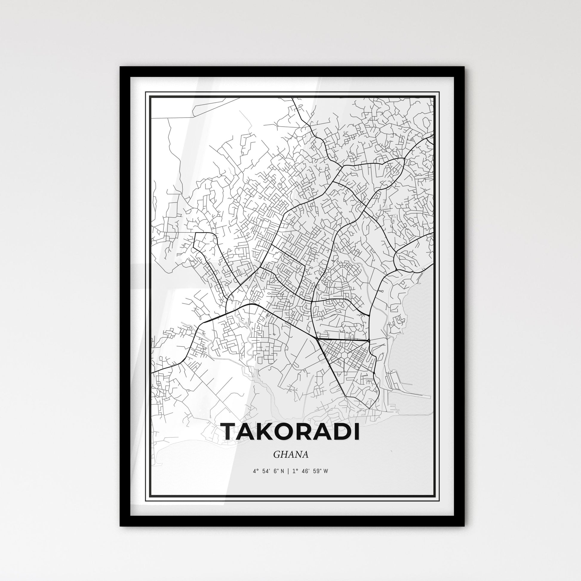 Takoradi Ghana - Scandinavian Style City Map for Modern Home Decor