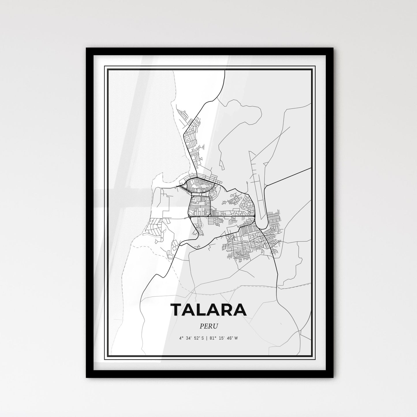 Talara Peru - Scandinavian Style City Map for Modern Home Decor