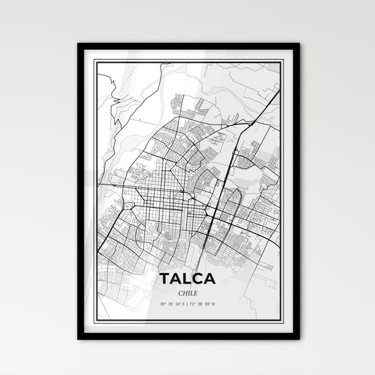 Talca Chile - Scandinavian Style City Map for Modern Home Decor