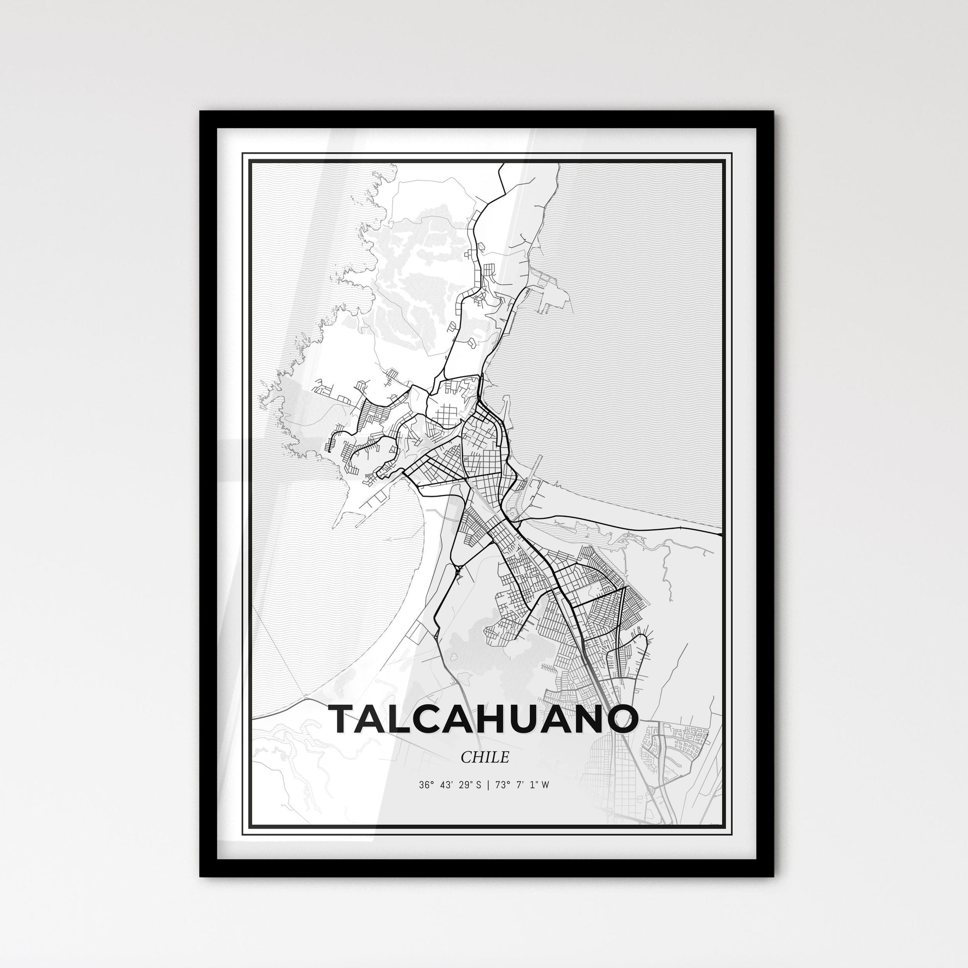 Talcahuano Chile - Scandinavian Style City Map for Modern Home Decor