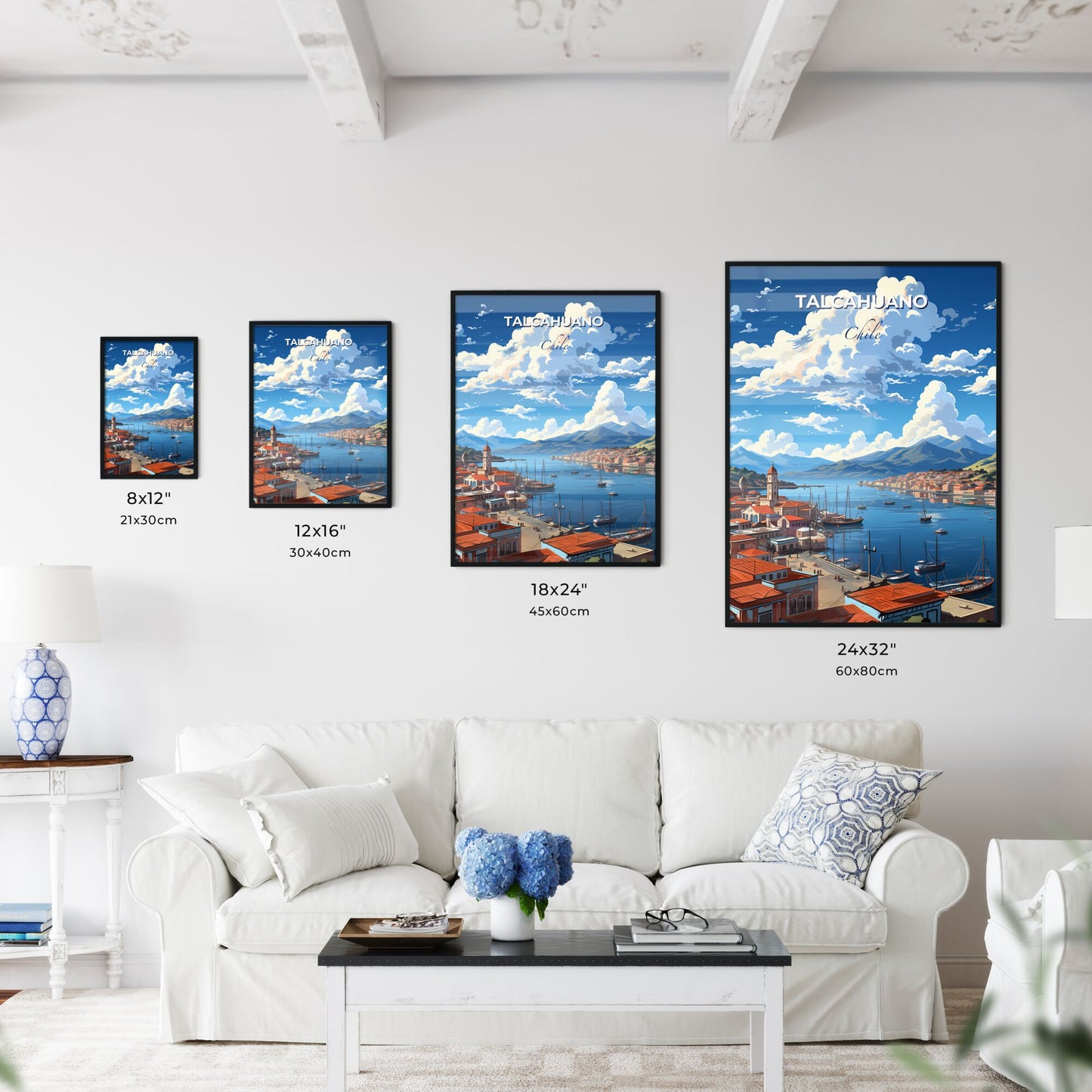 Vibrant Artistic Talcahuano Chile City Skyline Cityscape on the Water Default Title