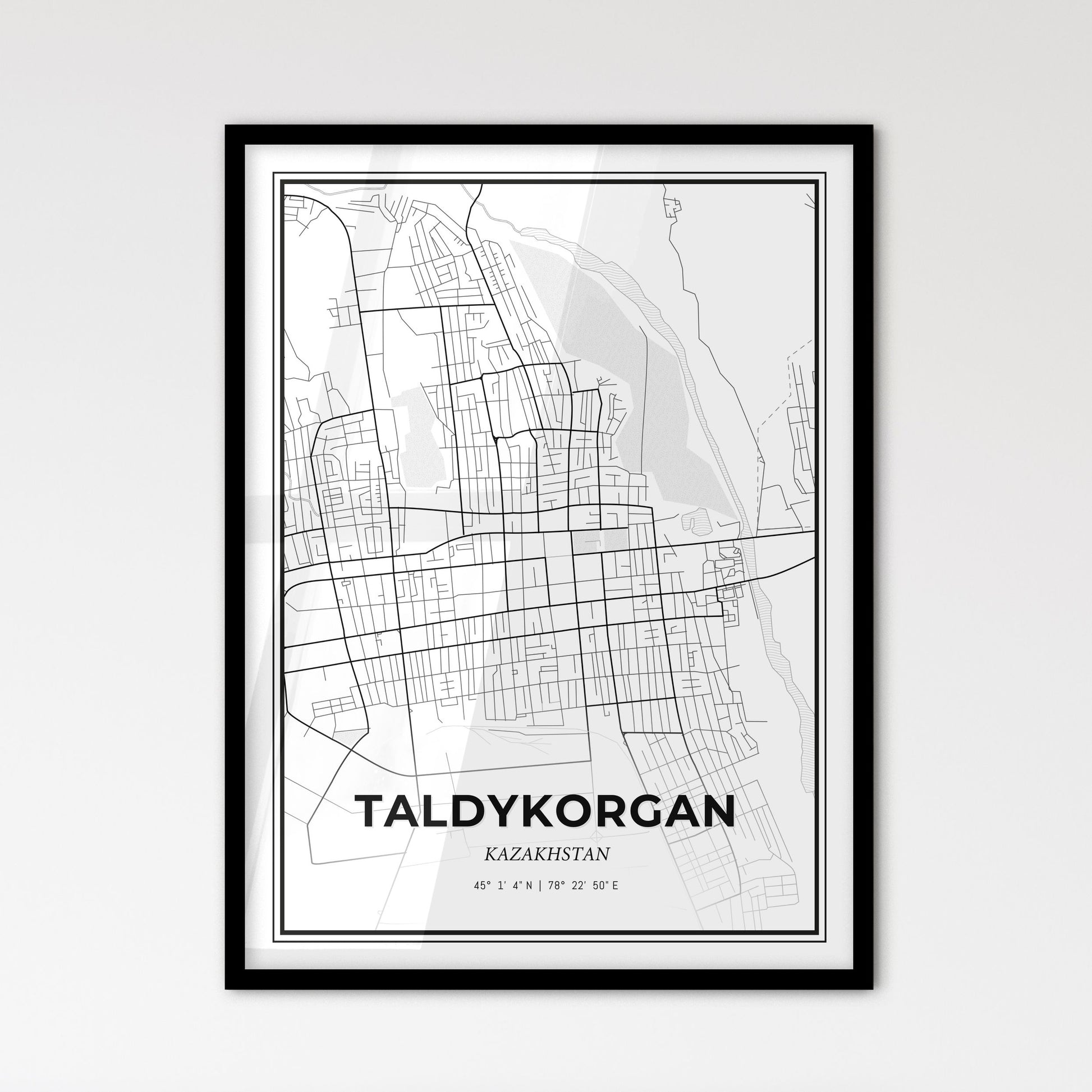 Taldykorgan Kazakhstan - Scandinavian Style City Map for Modern Home Decor