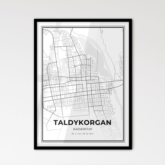 Taldykorgan Kazakhstan - Scandinavian Style City Map for Modern Home Decor