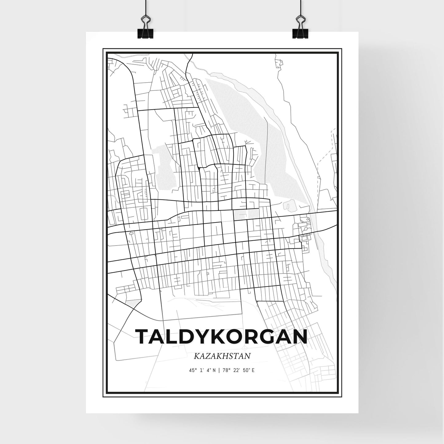 Taldykorgan Kazakhstan - Premium City Map Poster