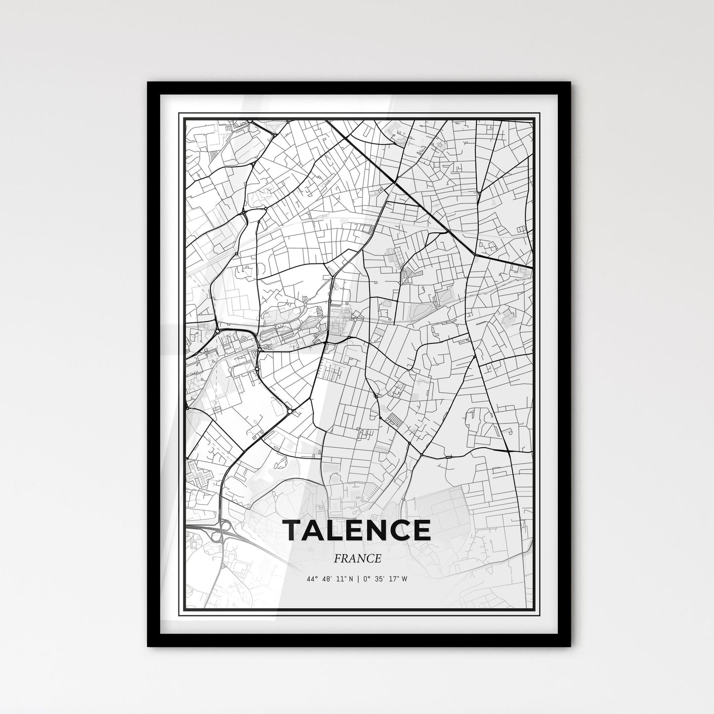 Talence France - Scandinavian Style City Map for Modern Home Decor