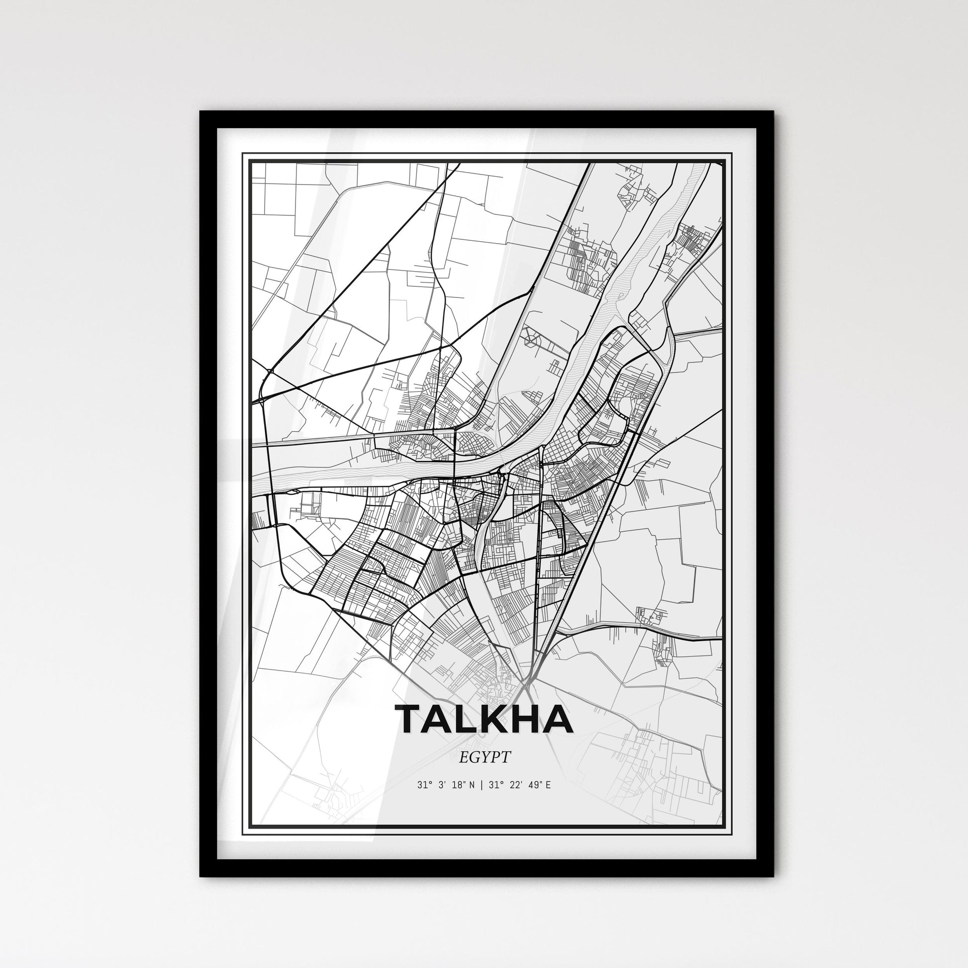 Talkha Egypt - Scandinavian Style City Map for Modern Home Decor