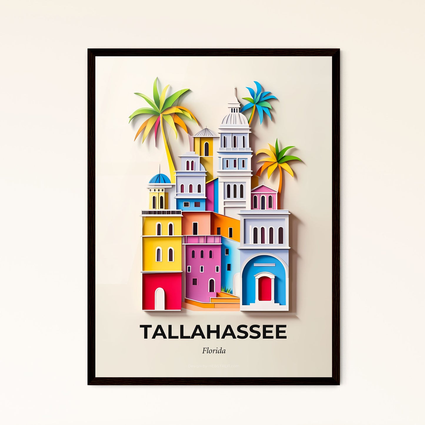 Vivid Tallahassee, Florida, Papercut Print
