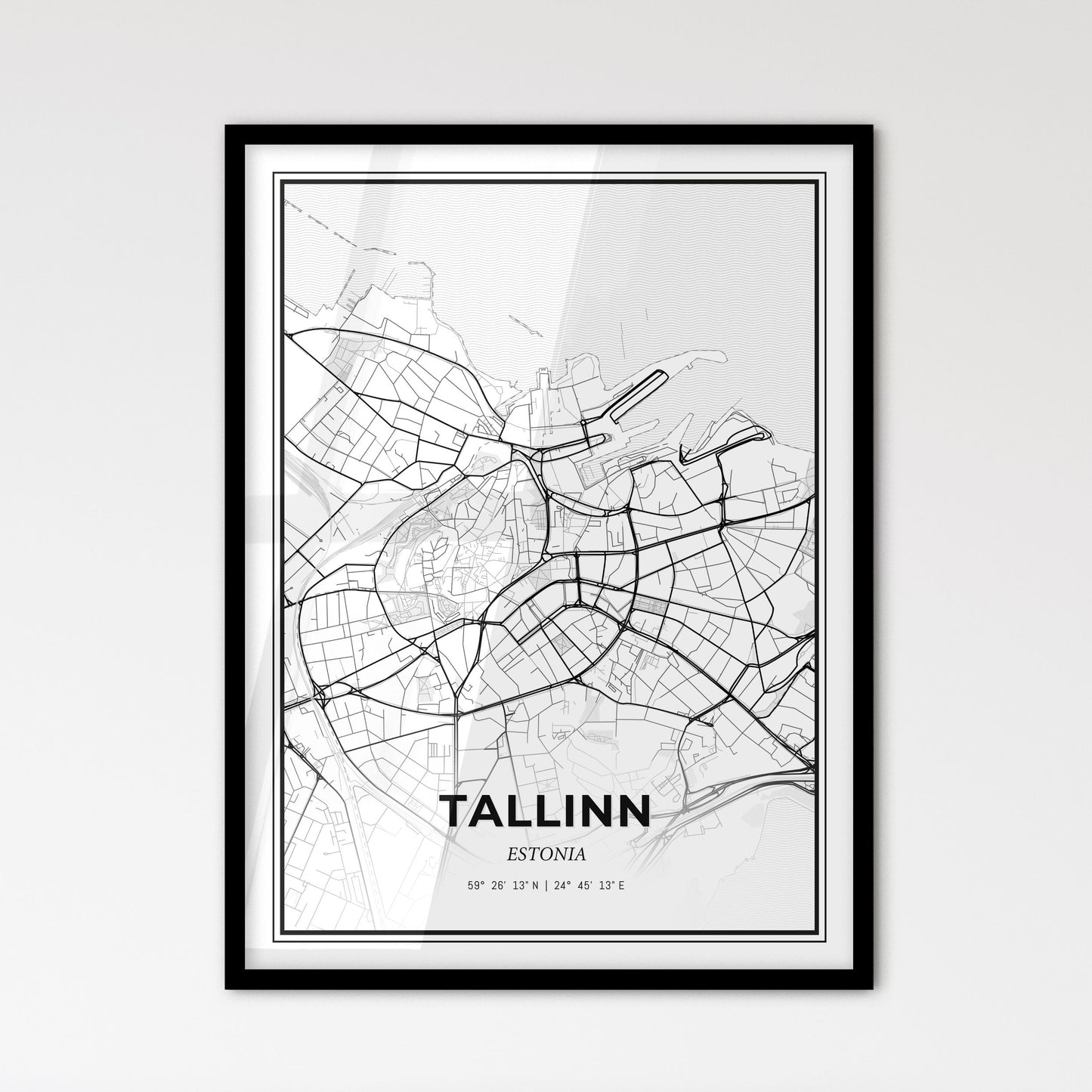 Tallinn Estonia - Scandinavian Style City Map for Modern Home Decor