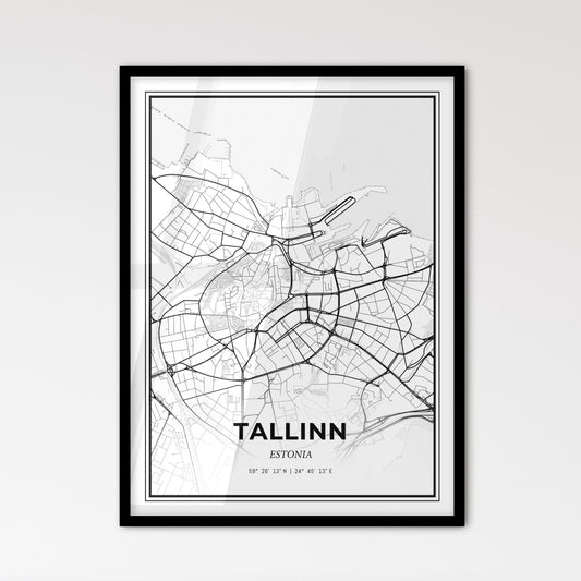 Tallinn Estonia - Scandinavian Style City Map for Modern Home Decor