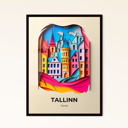 Vivid Tallinn, Estonia - a paper cut of a city with a clock