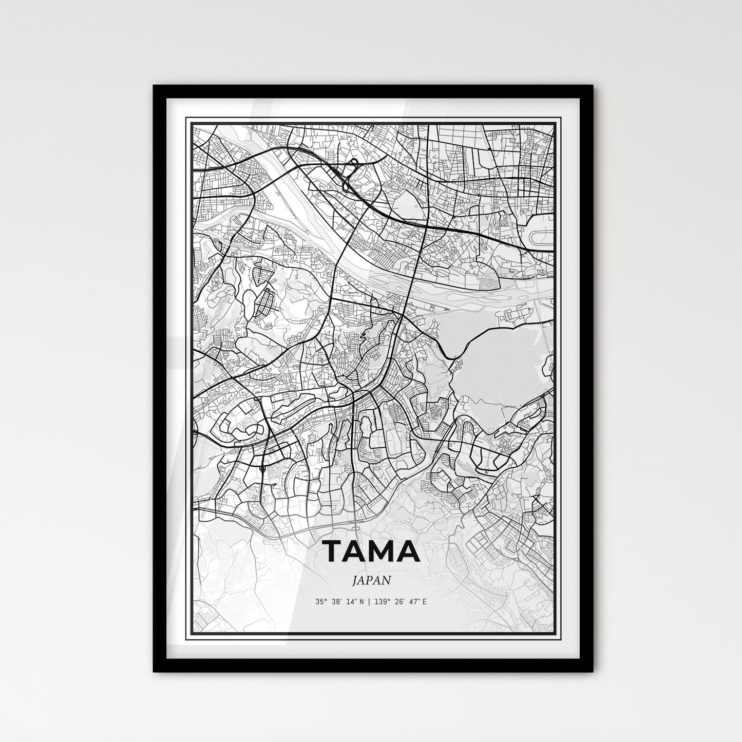 Tama Japan - Scandinavian Style City Map for Modern Home Decor