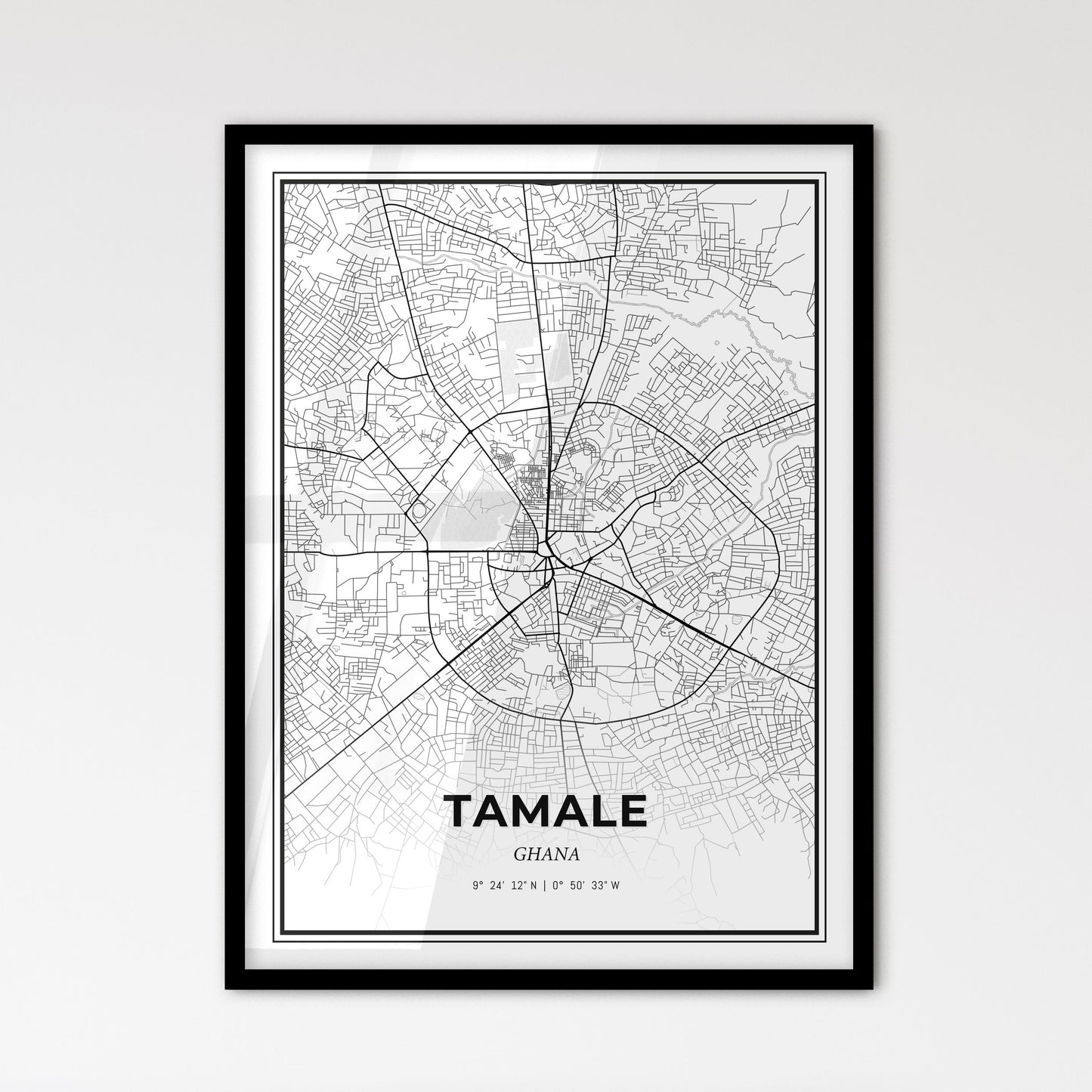 Tamale Ghana - Scandinavian Style City Map for Modern Home Decor