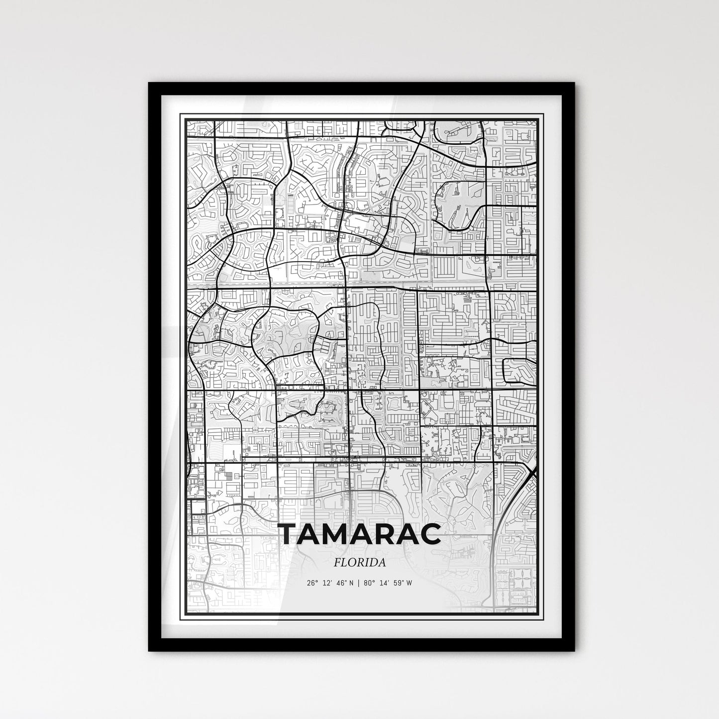 Tamarac Florida - Scandinavian Style City Map for Modern Home Decor