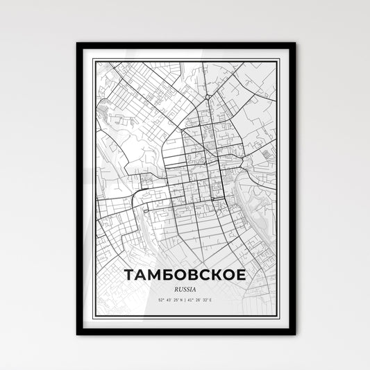 Tambov Russia - Scandinavian Style City Map for Modern Home Decor