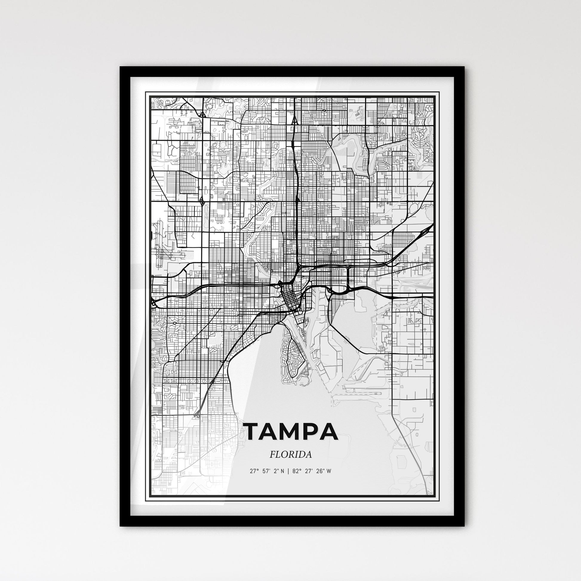 Tampa Florida - Scandinavian Style City Map for Modern Home Decor