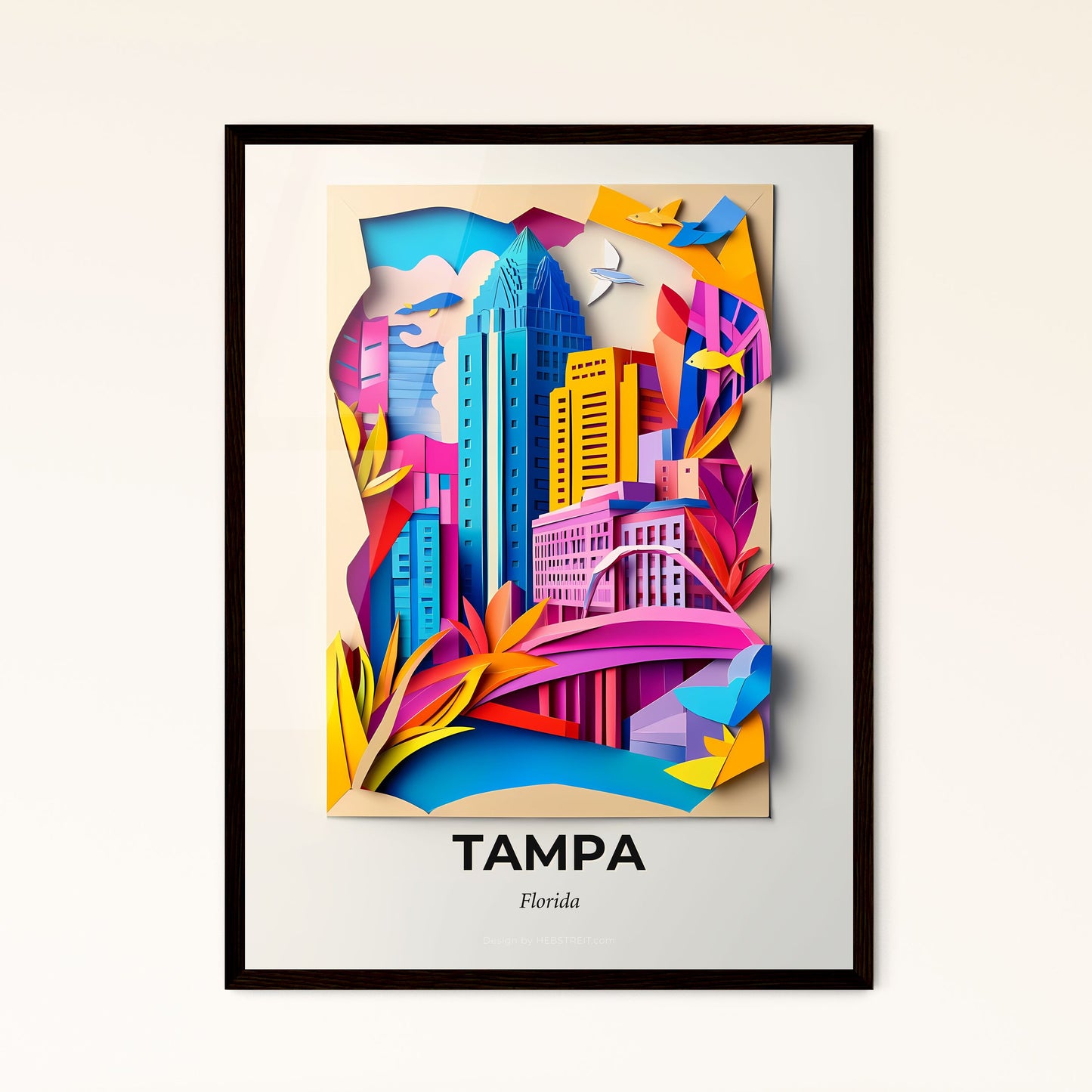 Vivid Tampa, Florida - a colorful cityscape with a bird flying over it