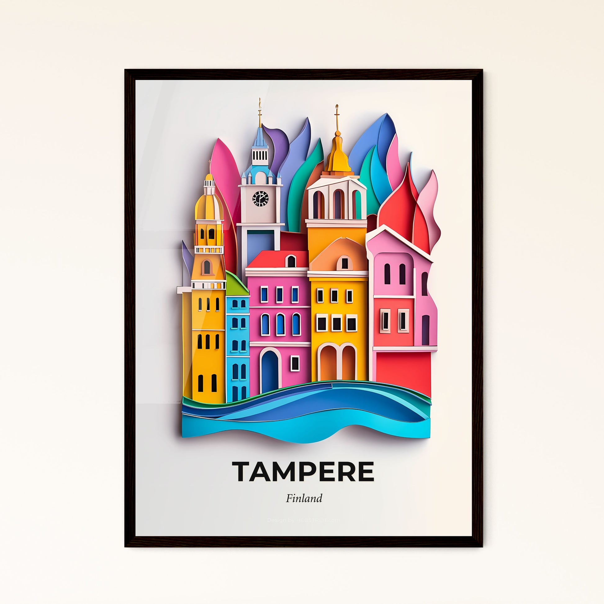 Vivid Tampere, Finland - a colorful city with a clock tower and a river