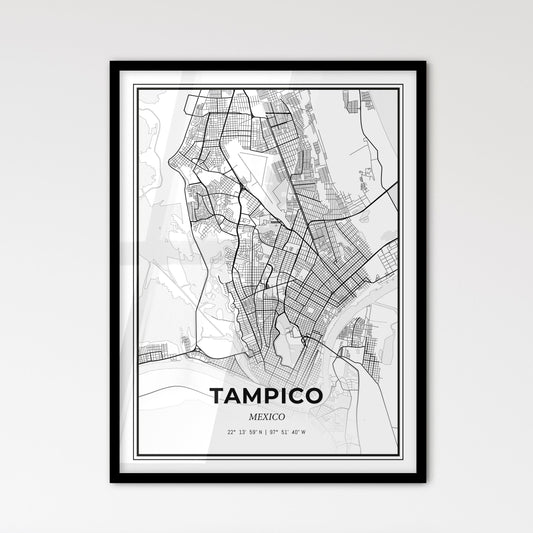 Tampico Mexico - Scandinavian Style City Map for Modern Home Decor