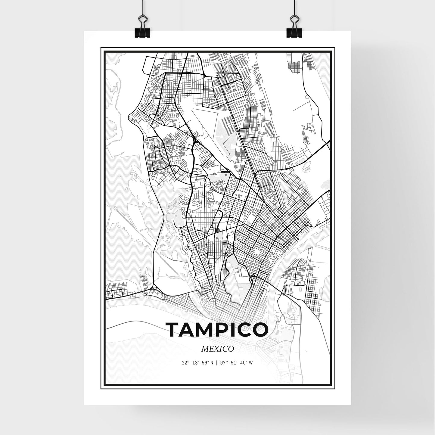 Tampico Mexico - Premium City Map Poster