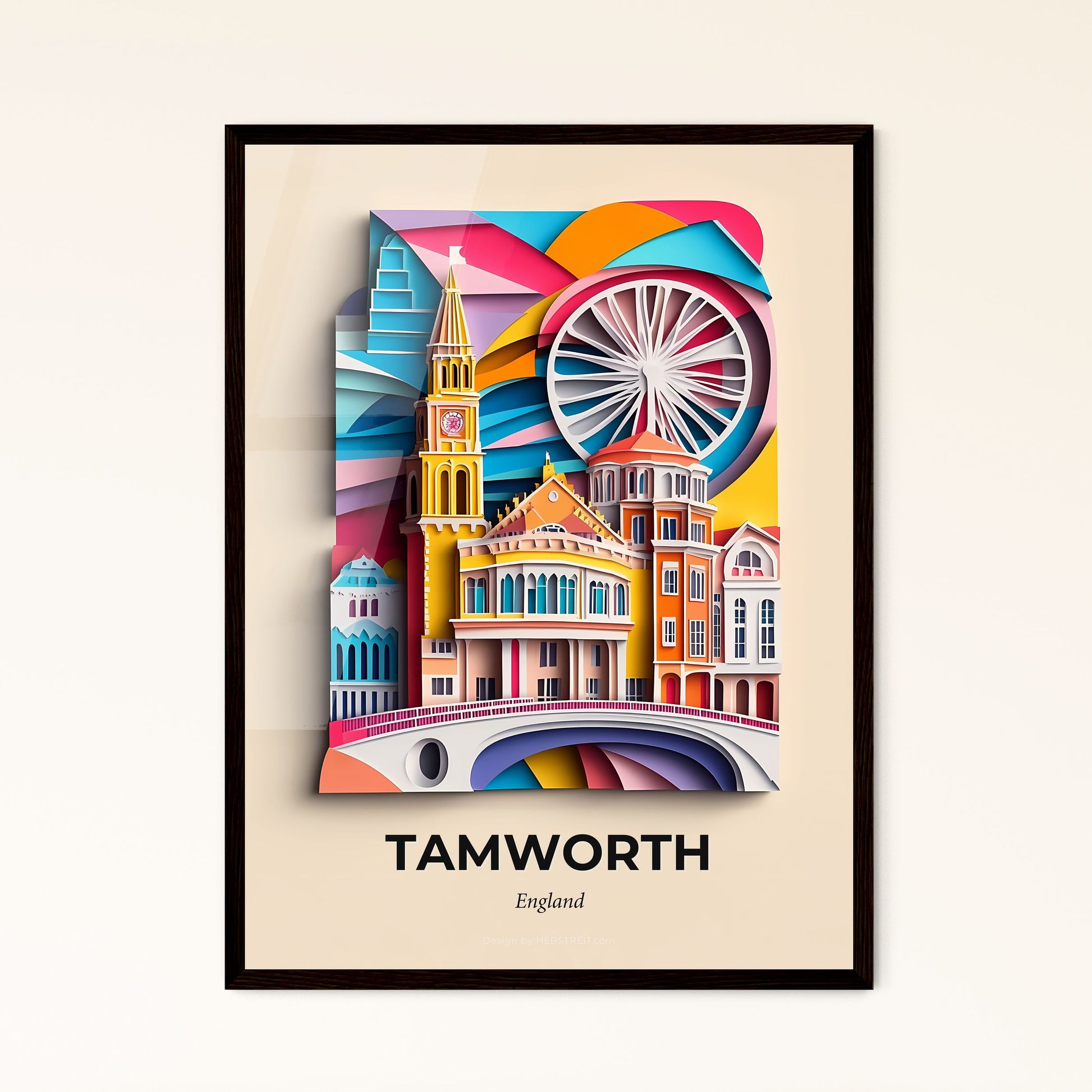 Vivid Tamworth, England - a colorful city with a ferris wheel and a bridge