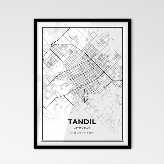 Tandil Argentina - Scandinavian Style City Map for Modern Home Decor