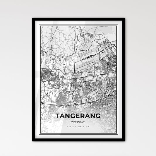 Tangerang Indonesia - Scandinavian Style City Map for Modern Home Decor