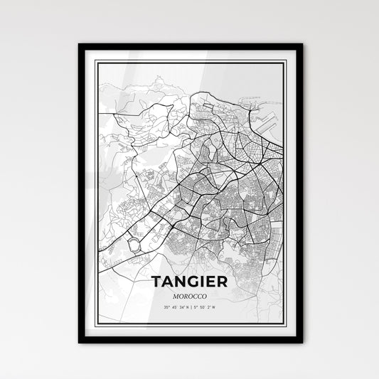 Tangier Morocco - Scandinavian Style City Map for Modern Home Decor