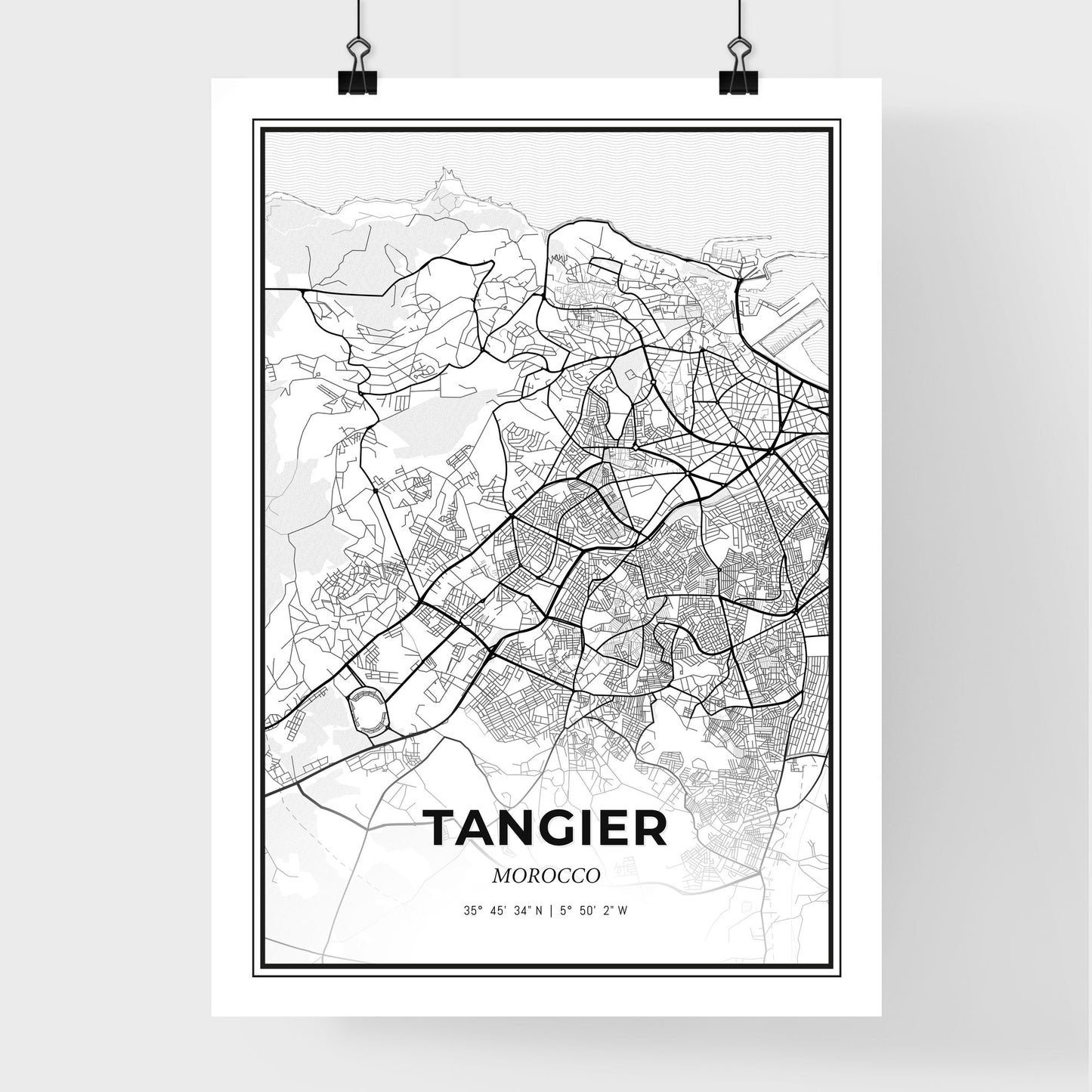 Tangier Morocco - Premium City Map Poster