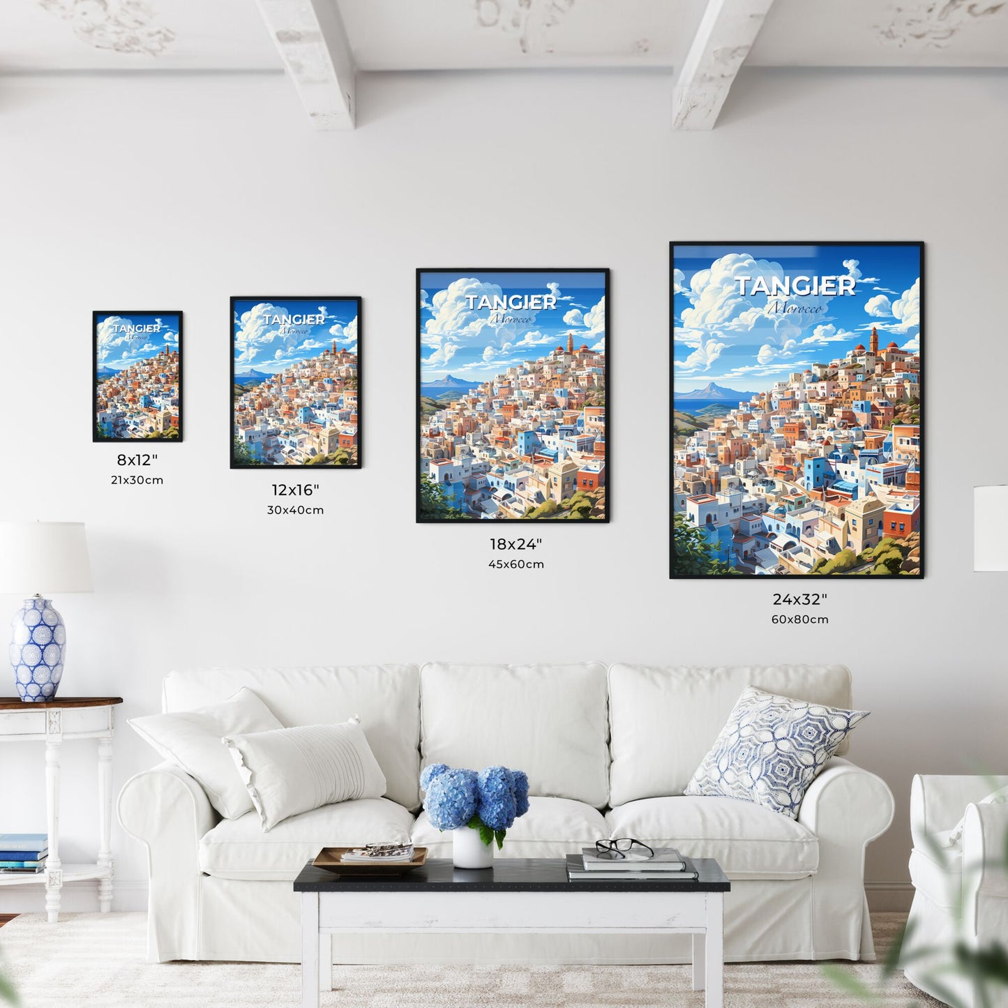 Tangier Morocco Skyline Art Painting Vibrant Hilltop City Default Title