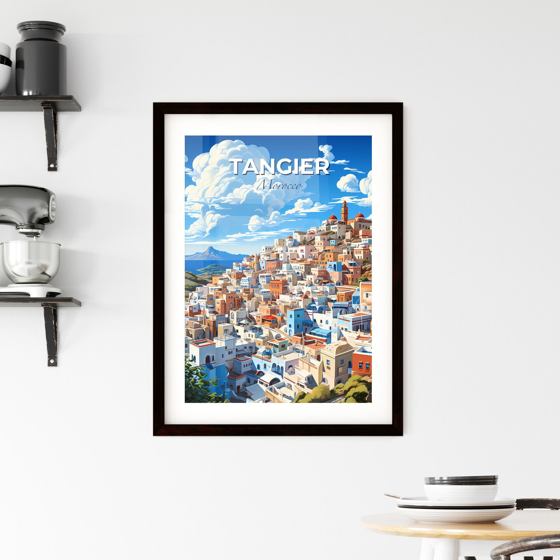 Tangier Morocco Skyline Art Painting Vibrant Hilltop City Default Title