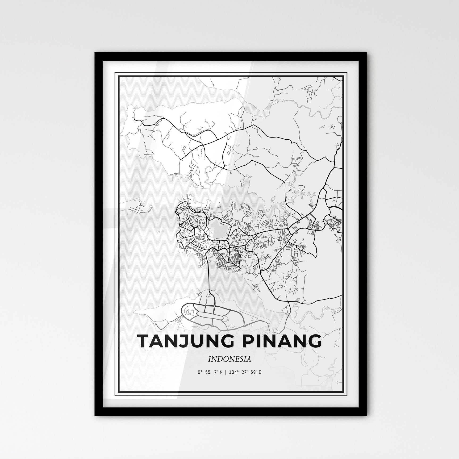 Tanjung Pinang Indonesia - Scandinavian Style City Map for Modern Home Decor